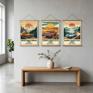 Mercury Cougar Eliminator 1970 Poster — Vintage Muscle Car Mountain Pine Print