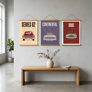 Cadillac Series 62 1953 Minimalist Poster — Cream Classic Car Line Art