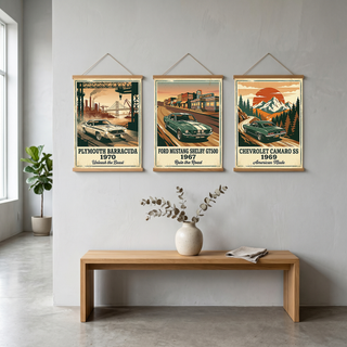 Plymouth Barracuda 1970 V2 Poster — Vintage Muscle Car Industrial Port Print