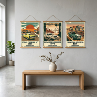 Dodge Charger R/T 1969 Yellow Edition — Vintage Muscle Diner Main Street Print