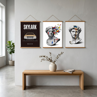 Buick Skylark 1970 Minimalist Poster — Tan on Espresso Muscle Car Line Art