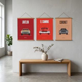 AMC Javelin 1971 Minimalist Poster — Red Muscle Car Line Art