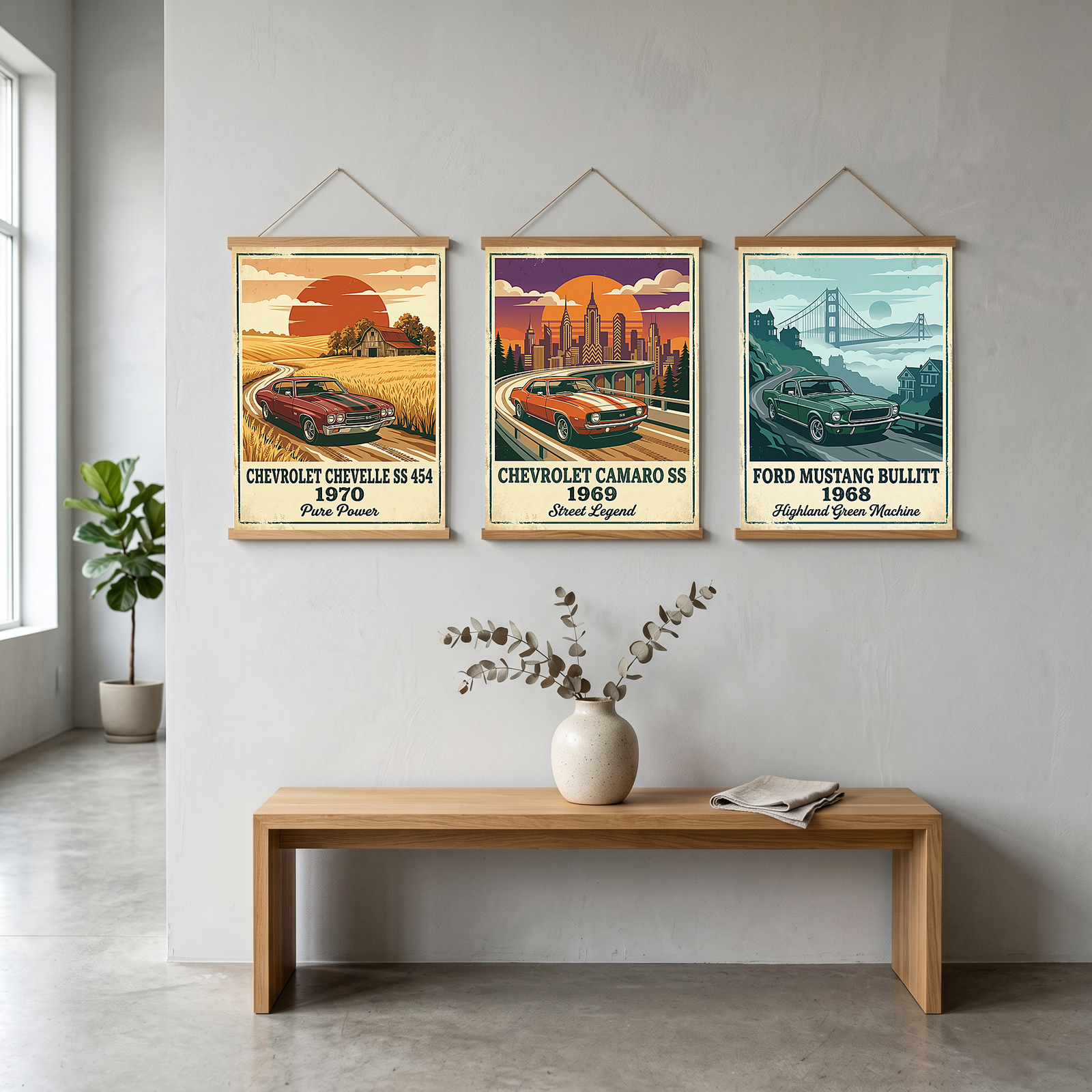 Chevrolet Chevelle SS 454 1970 Poster — Vintage Muscle Car Country Barn Print