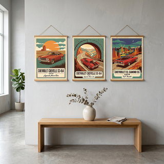 Chevrolet Chevelle SS 454 1970 V8 Sunset Silo Poster — Vintage Muscle Heartland Print