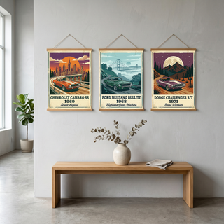 Chevrolet Camaro SS 1969 Poster — Vintage Muscle Car City Skyline Print