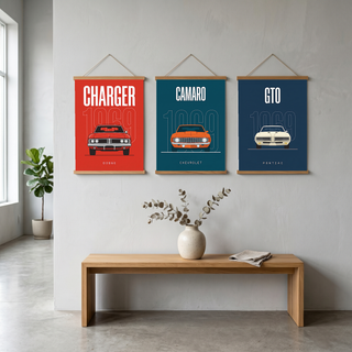 Dodge Charger 1969 Minimalist Poster — Red Muscle Car Line Art