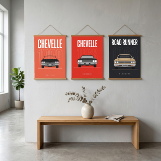 Chevrolet Chevelle 1969 Minimalist Poster — Coral Convertible Muscle Line Art