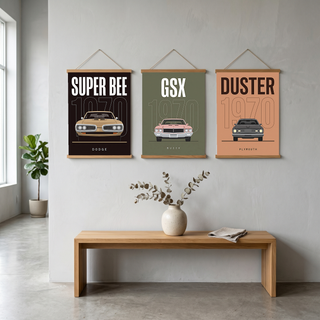 Dodge Super Bee 1970 Minimalist Poster — Black Muscle Car Line Art
