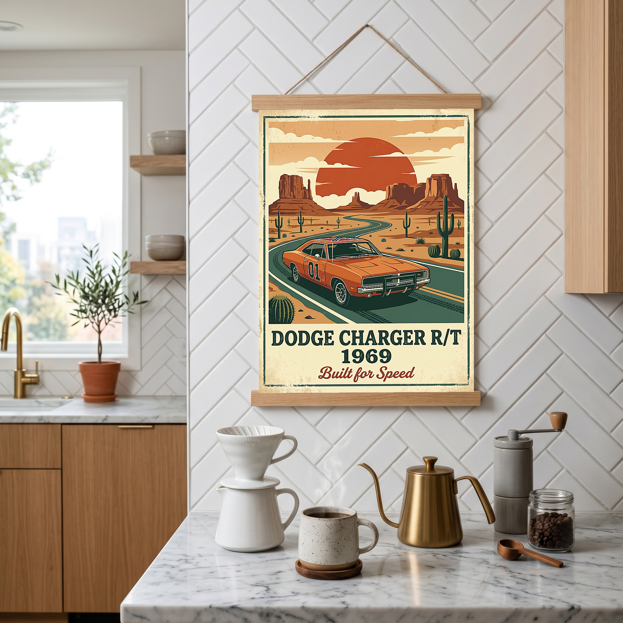 Dodge Charger R/T 1969 Poster — Vintage Muscle Car Monument Valley Print