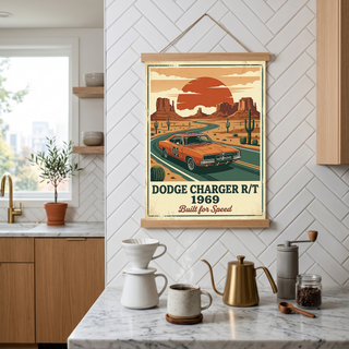 Dodge Charger R/T 1969 Poster — Vintage Muscle Car Monument Valley Print