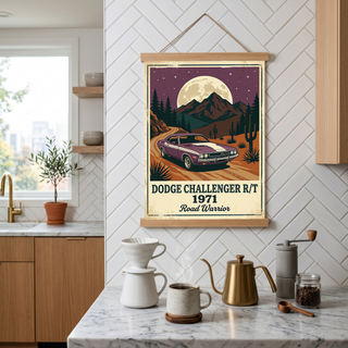 Dodge Challenger R/T 1971 Poster — Vintage Muscle Car Desert Moon Print