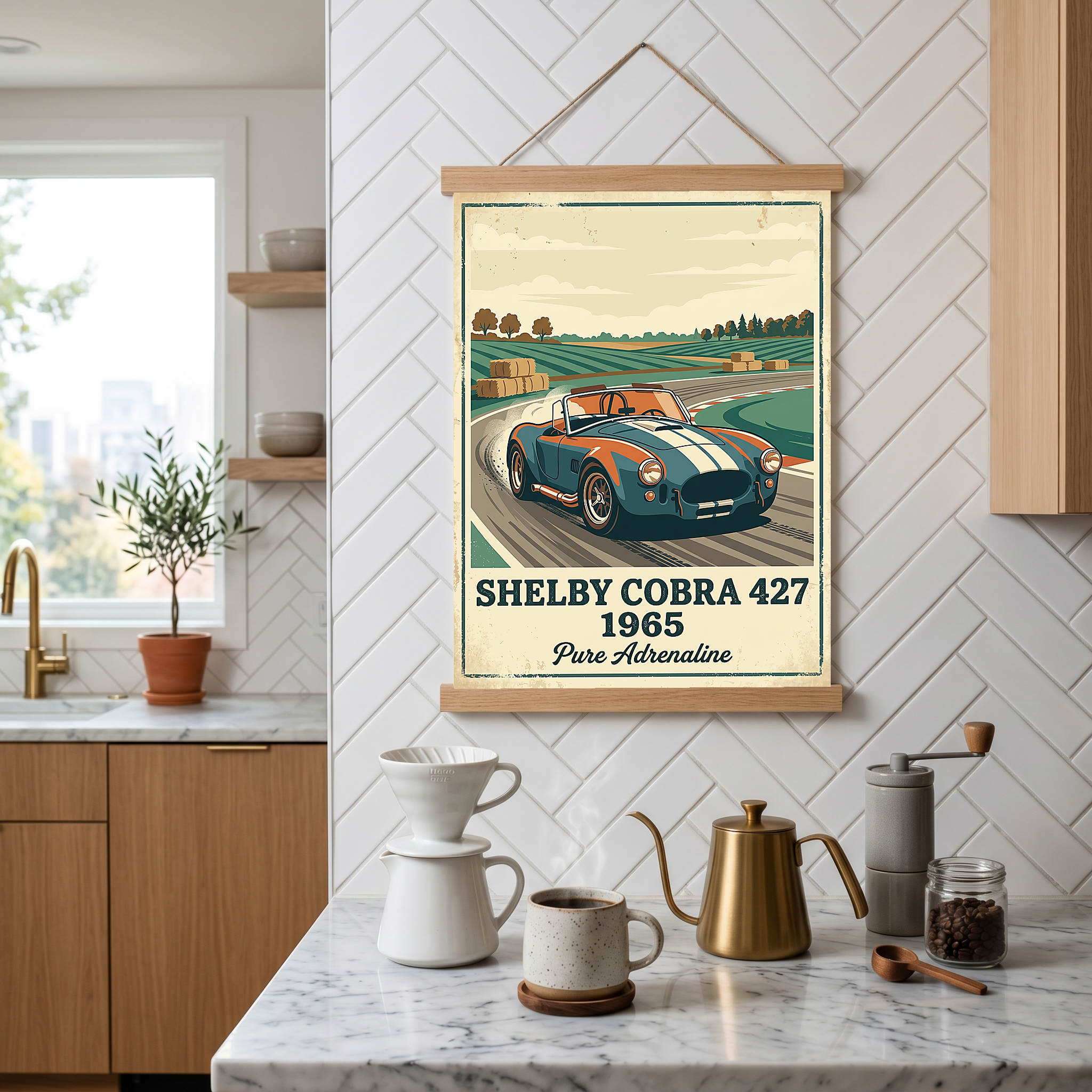 Shelby Cobra 427 1965 Poster — Vintage Race Track Roadster Print