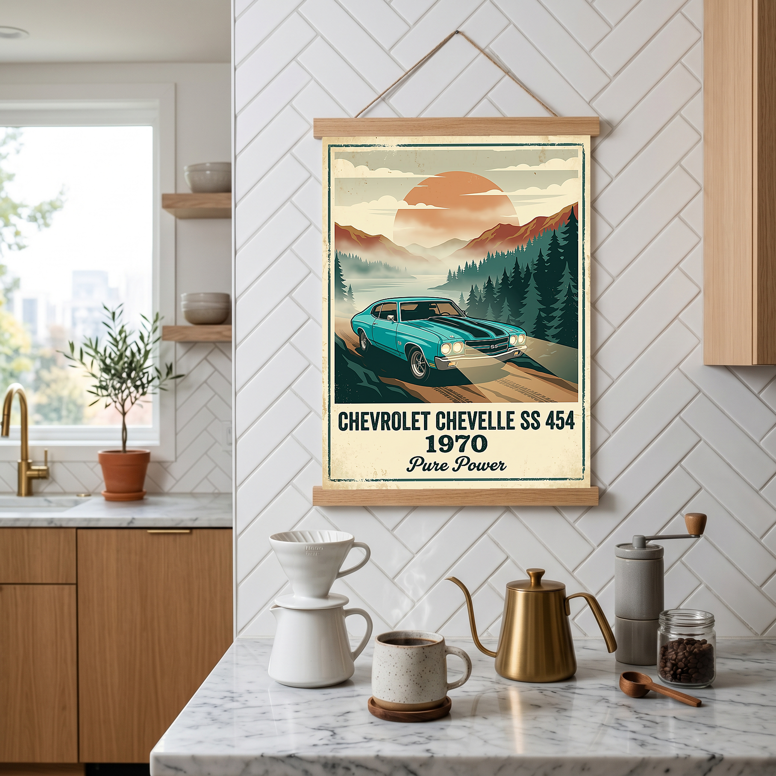 Chevrolet Chevelle SS 454 1970 V6 Aqua Edition — Vintage Muscle Misty Mountain Print