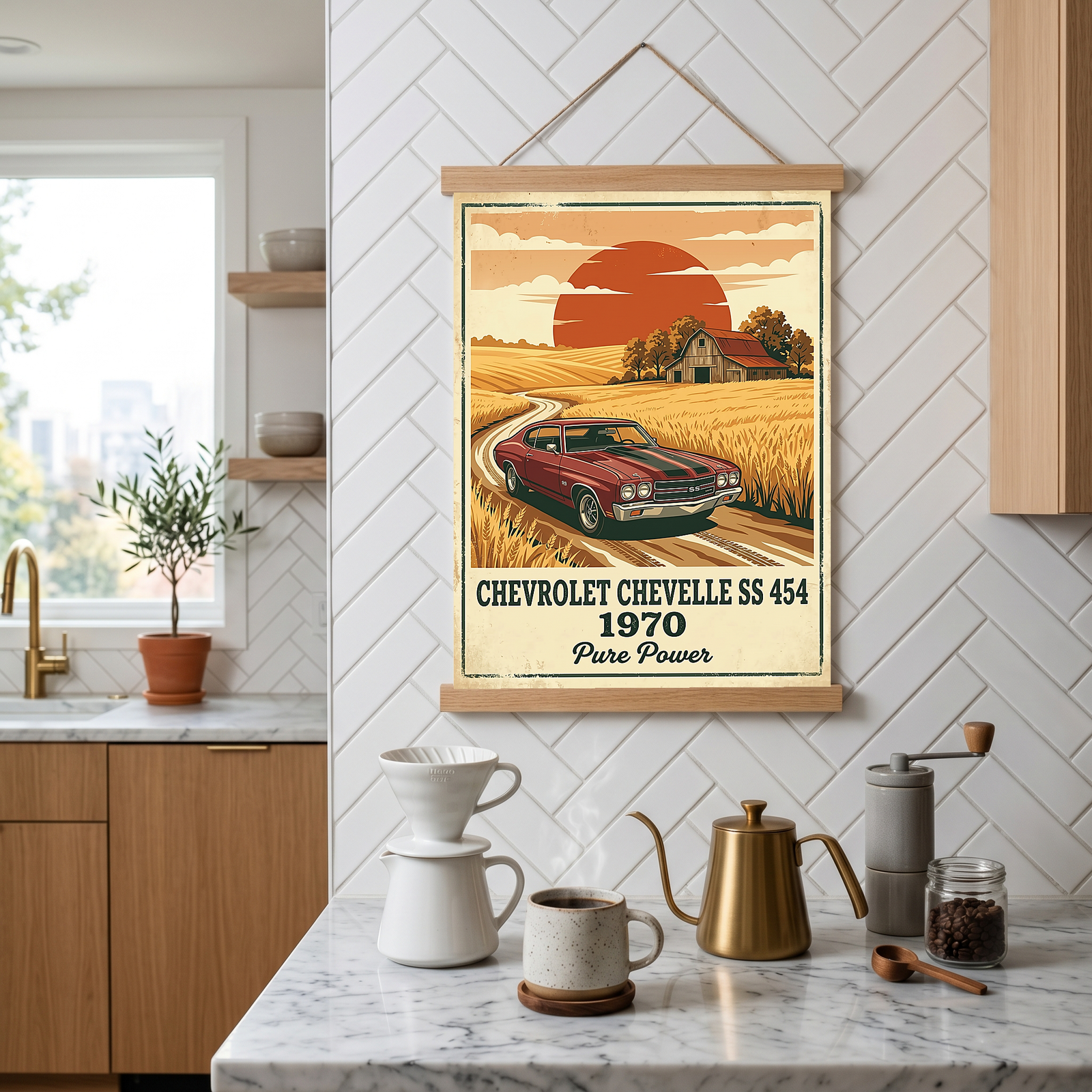 Chevrolet Chevelle SS 454 1970 Poster — Vintage Muscle Car Country Barn Print