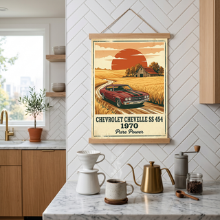 Chevrolet Chevelle SS 454 1970 Poster — Vintage Muscle Car Country Barn Print
