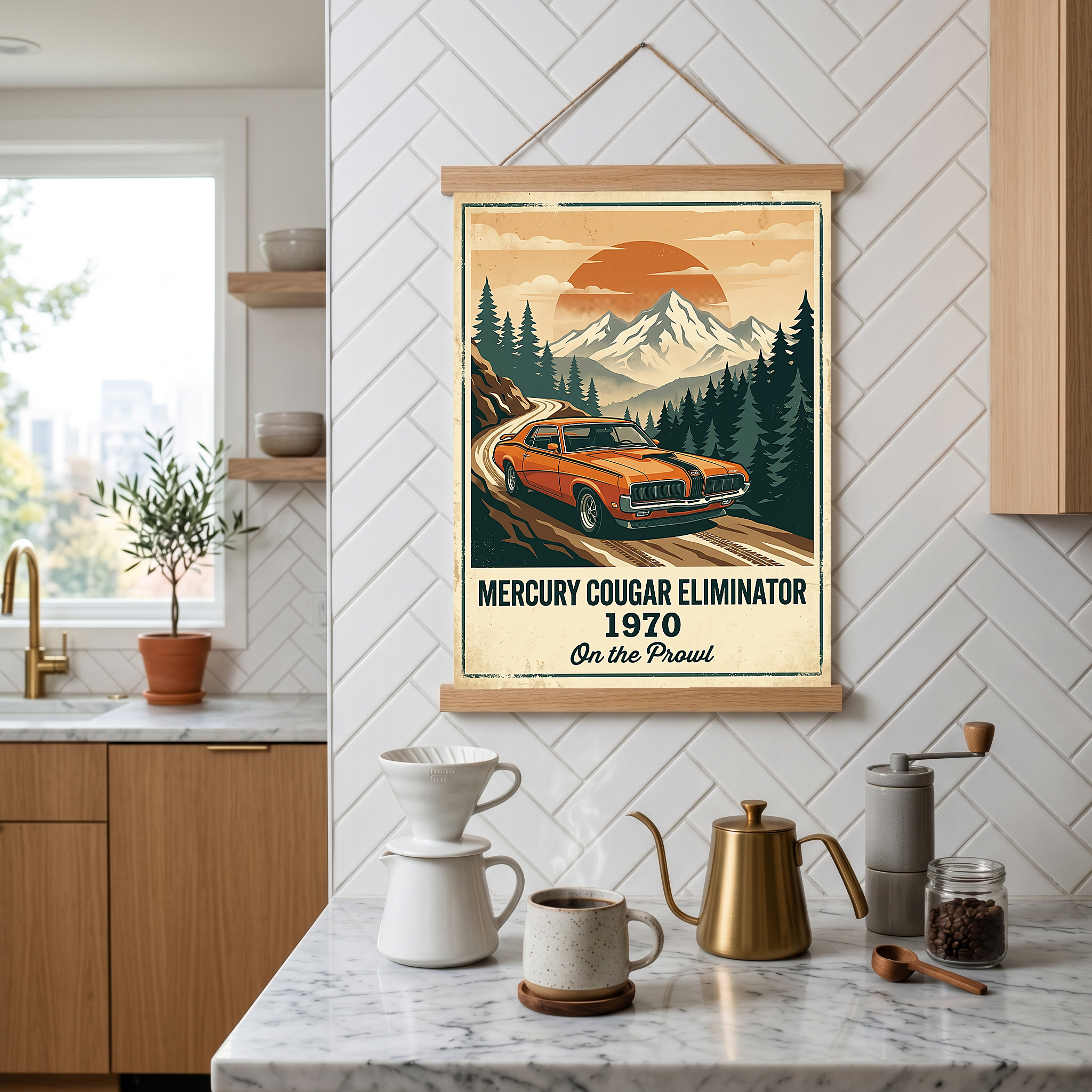 Mercury Cougar Eliminator 1970 Poster — Vintage Muscle Car Mountain Pine Print