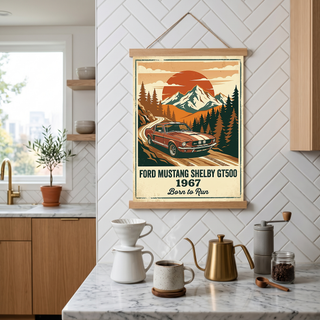 Ford Mustang Shelby GT500 1967 Poster — Vintage Muscle Car Mountain Pine Print