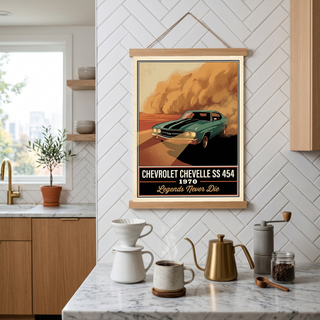 Chevrolet Chevelle SS 454 1970 V7 Dust Storm Poster — Vintage Muscle Car Action Print