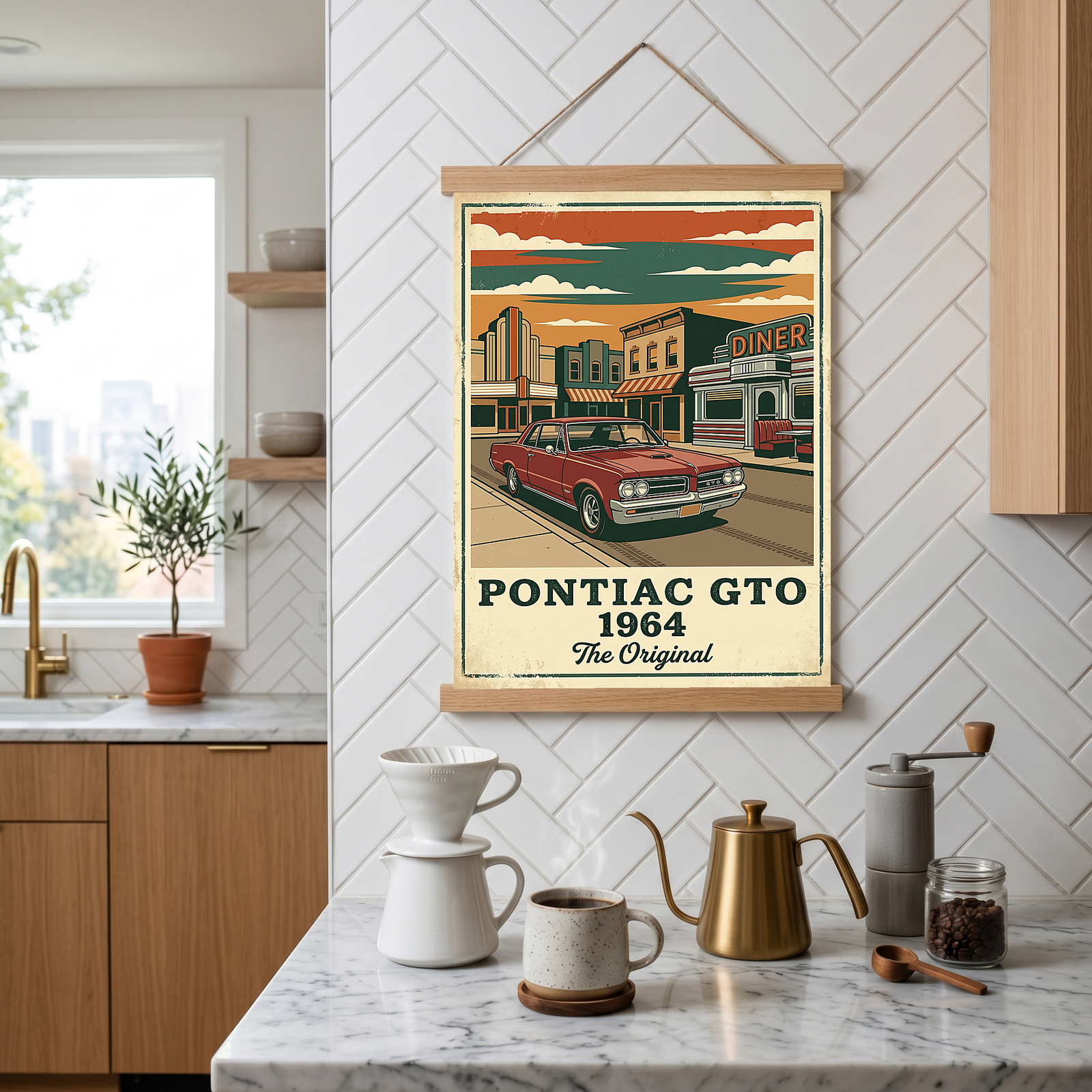 Pontiac GTO 1964 Poster — Vintage Muscle Car Diner Main Street Print