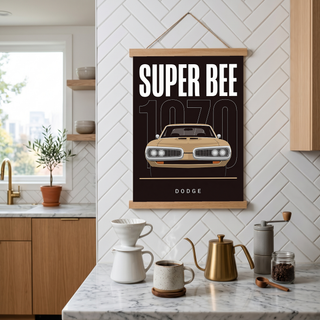 Dodge Super Bee 1970 Minimalist Poster — Black Muscle Car Line Art