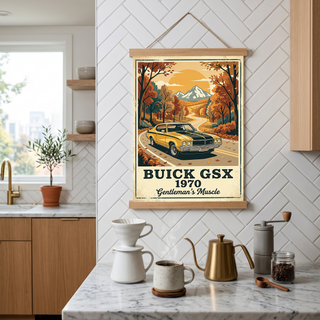Buick GSX 1970 Poster — Vintage Muscle Car Fall Mountain Road Print