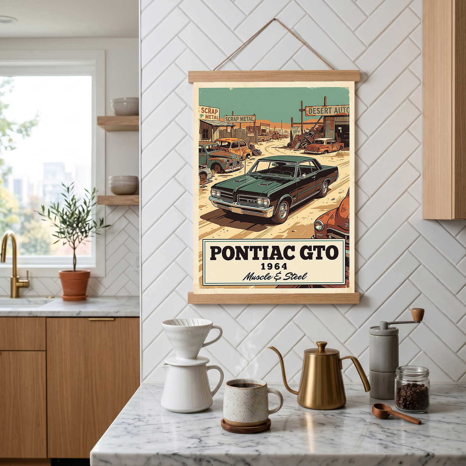 Pontiac GTO 1964 V2 Poster — Vintage Muscle Desert Junkyard Print