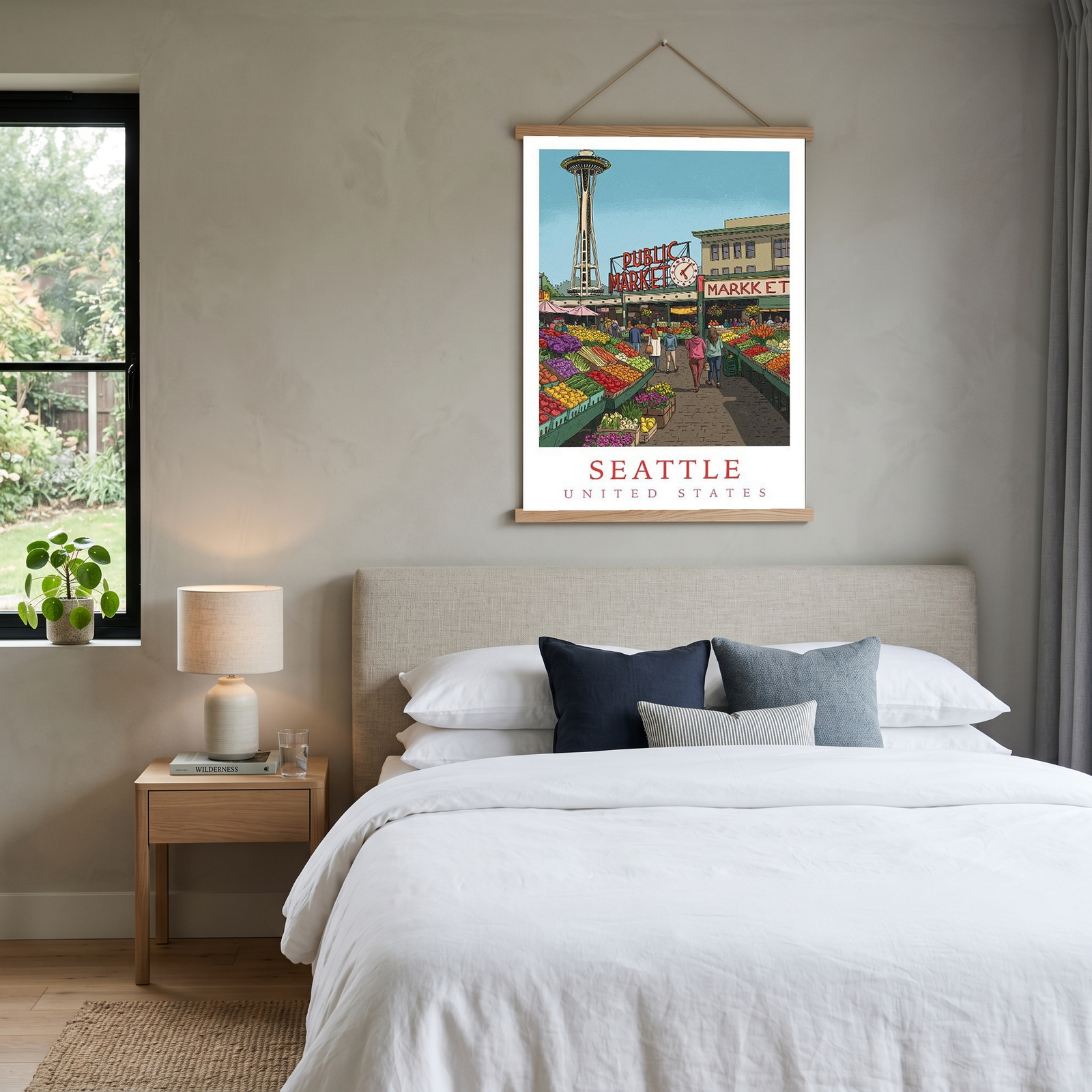 Seattle USA — Pike Place Market Space Needle Wall Art Print