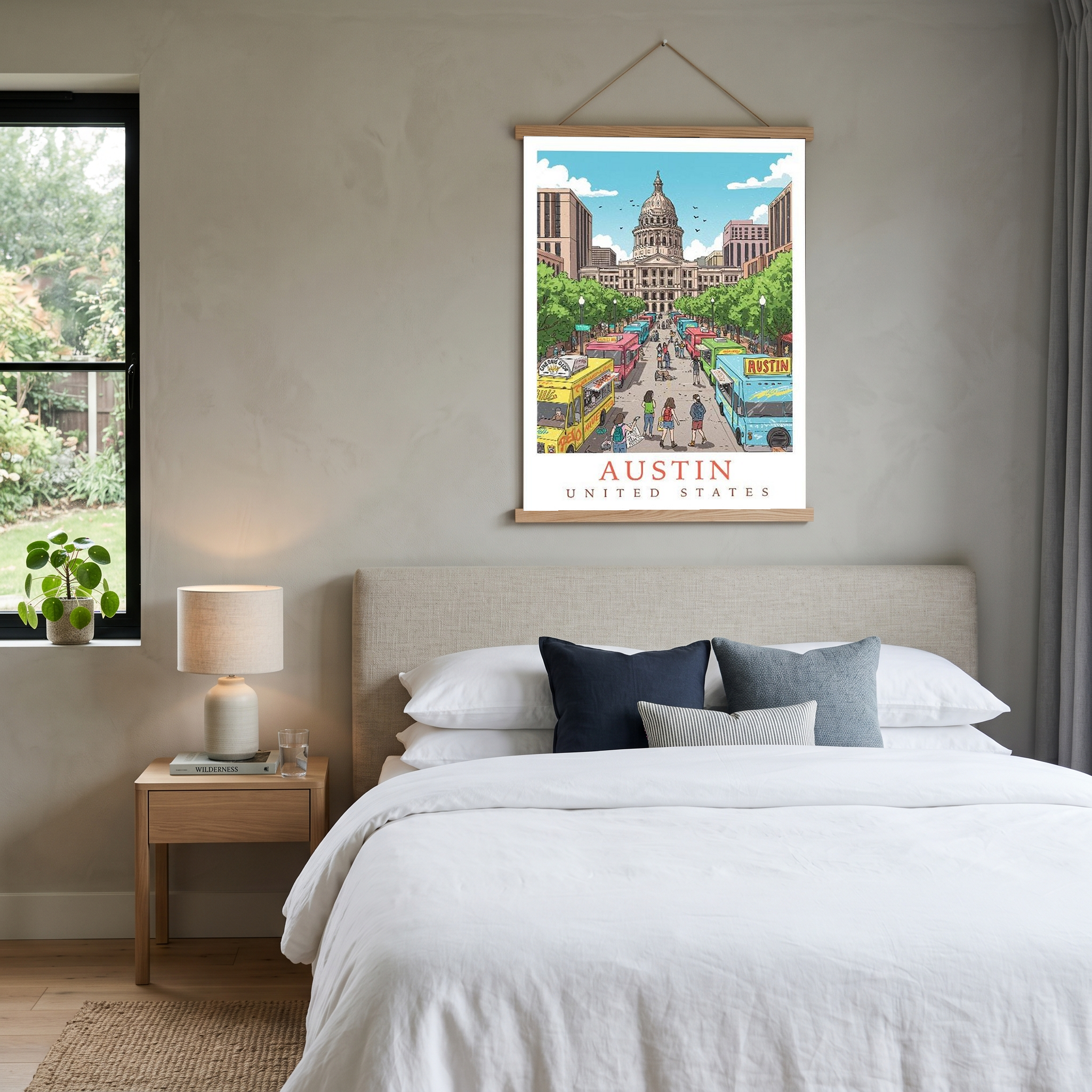 Austin Texas Travel Poster — State Capitol Food Truck Congress Print