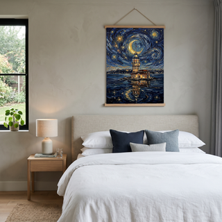 Maiden Tower Istanbul Crescent Moon Print — Van Gogh-Style Bosphorus Wall Art