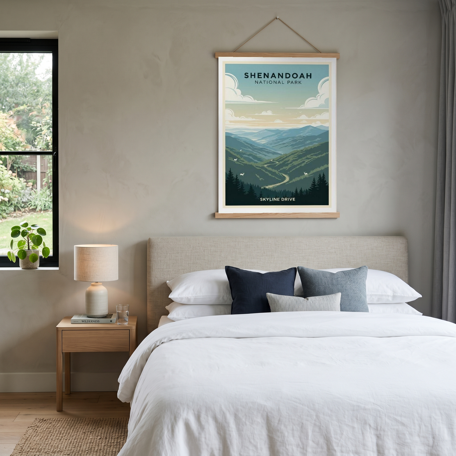 Shenandoah National Park Poster — Vintage Virginia Skyline Drive Deer Print