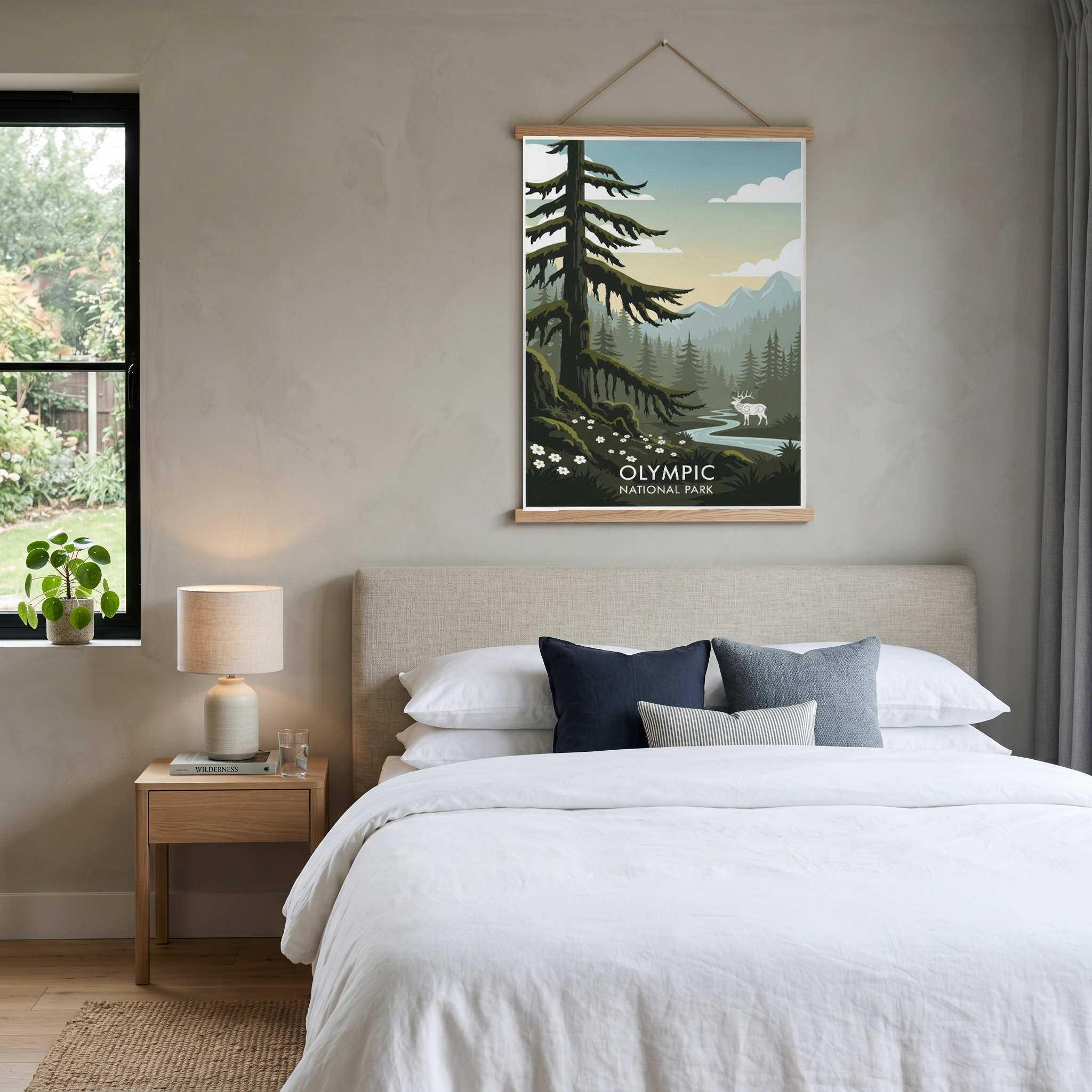 Olympic National Park Poster — Vintage Washington Roosevelt Elk Old-Growth Print