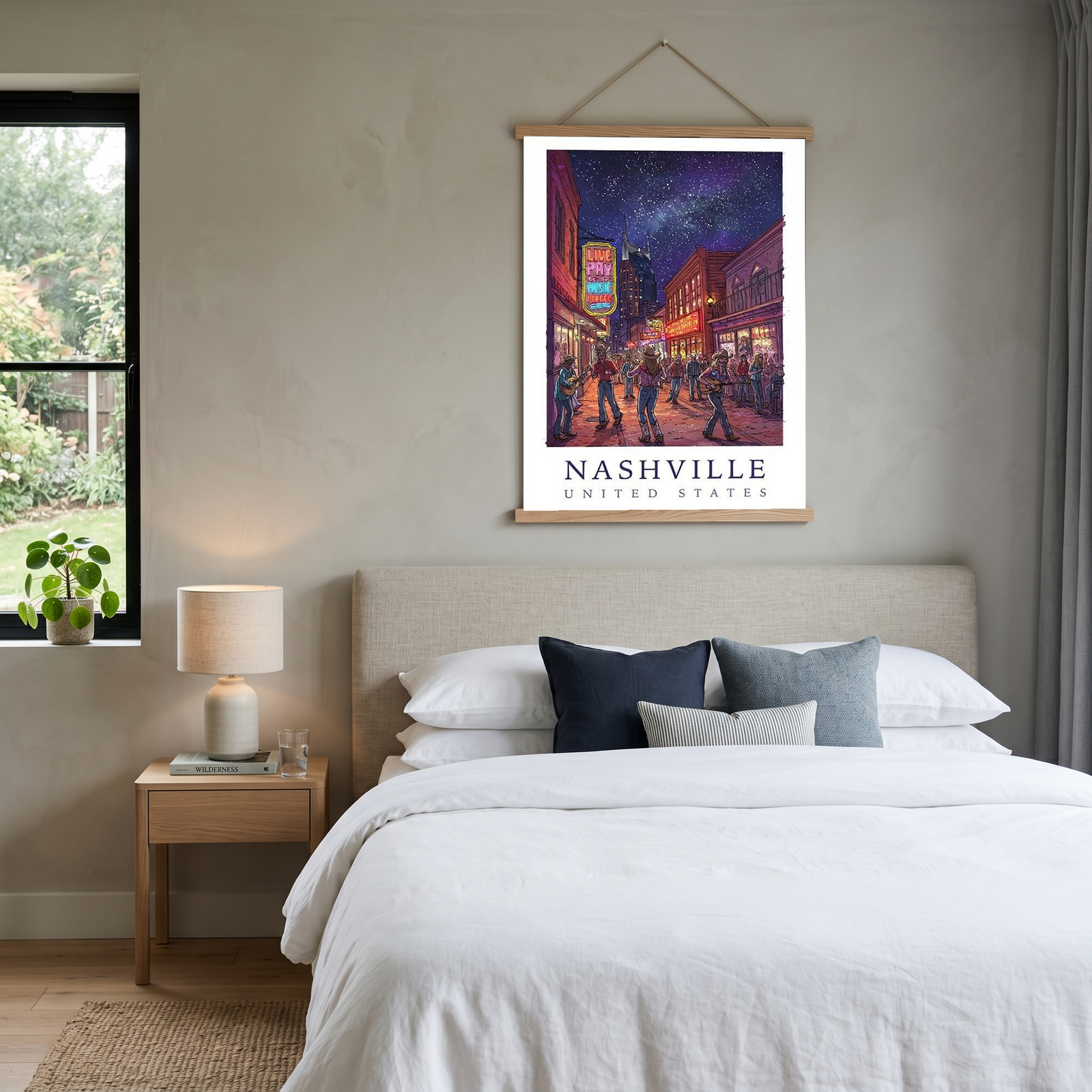 Nashville Travel Poster — Music City Broadway Honky Tonks Night Print