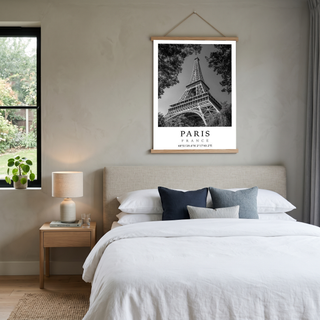 Paris Eiffel Tower Poster — Black and White France Coordinates Print