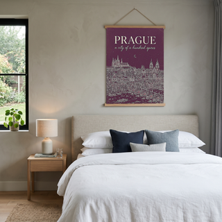 Prague Line Art Print — Plum Castle Charles Bridge Skyline Wall Art