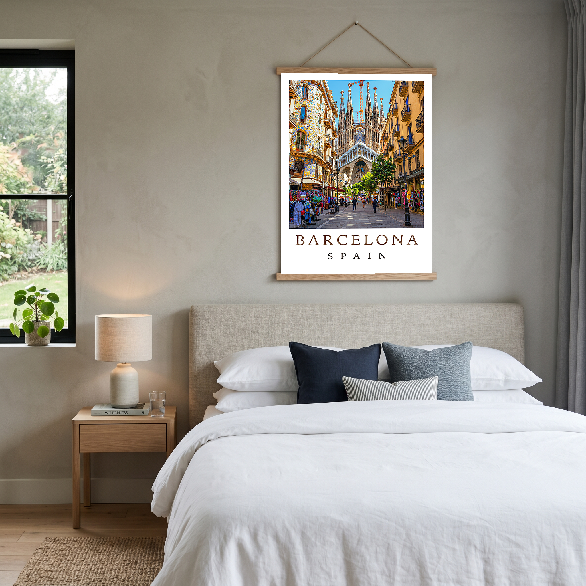 Barcelona Spain Travel Poster — Sagrada Familia Cityscape Print