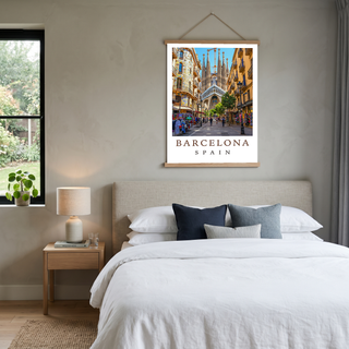 Barcelona Spain Travel Poster — Sagrada Familia Cityscape Print