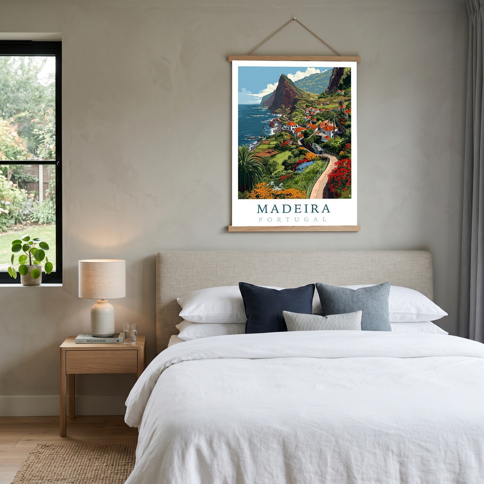 Madeira Portugal Travel Poster — Vintage Island Cliffs Print