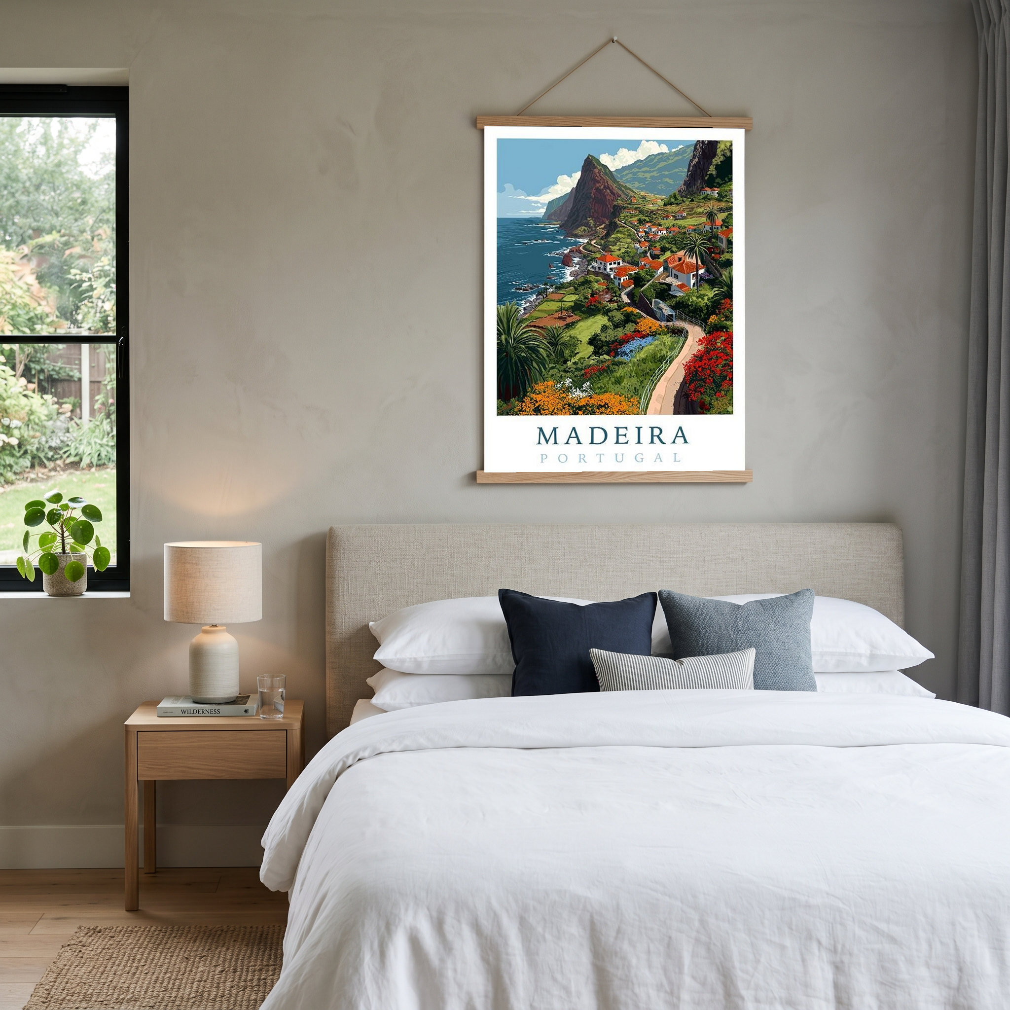 Madeira Portugal Travel Poster — Vintage Island Cliffs Print