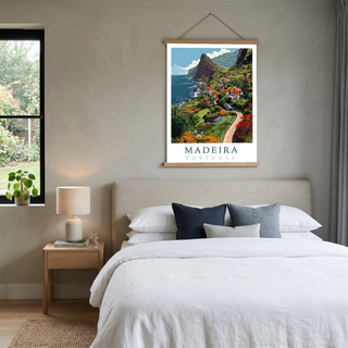 Madeira Portugal Travel Poster — Vintage Island Cliffs Print