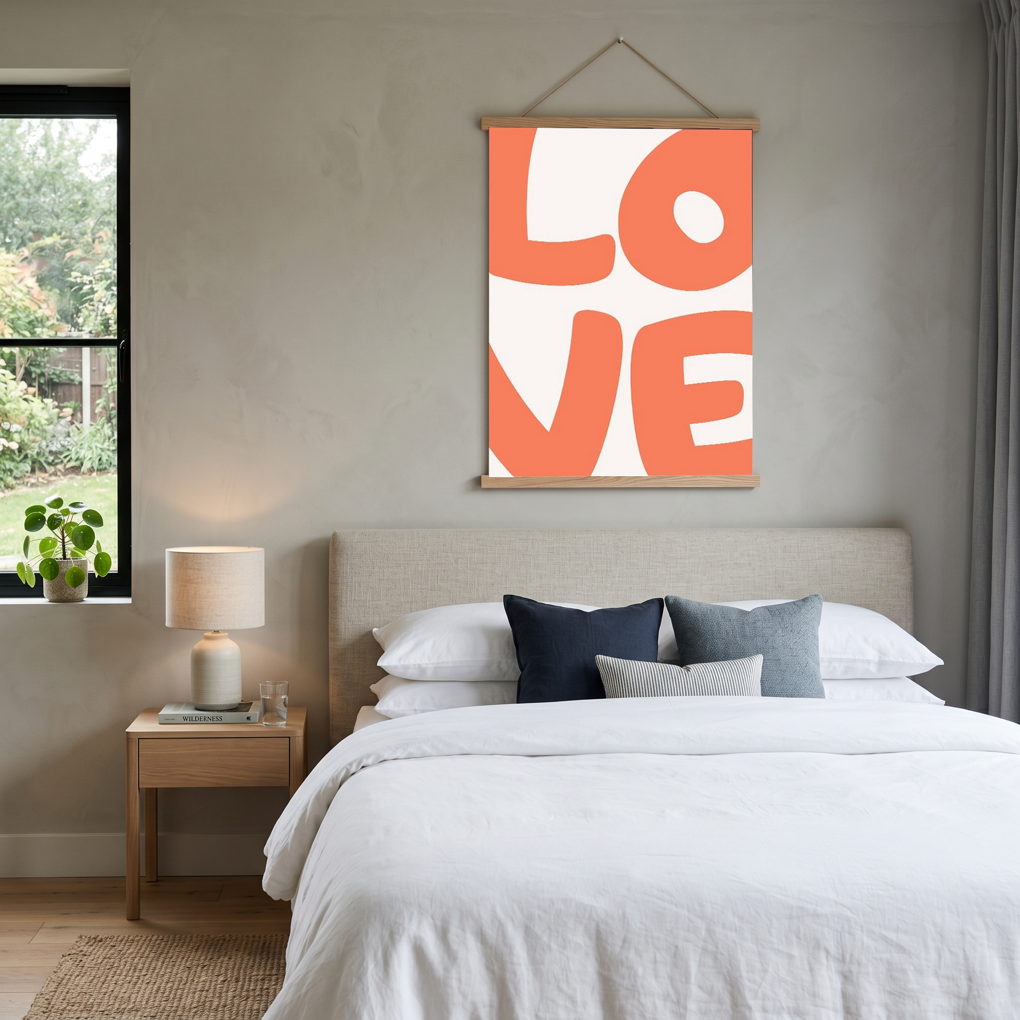 LOVE Poster — Bold Minimalist Typography Orange Wall Art Print