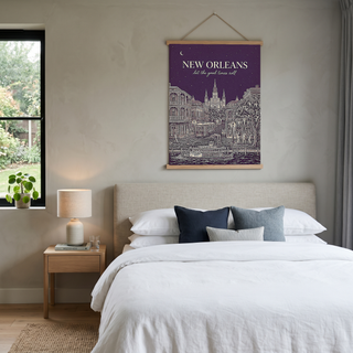 New Orleans Line Art Print — Aubergine French Quarter Skyline Wall Art