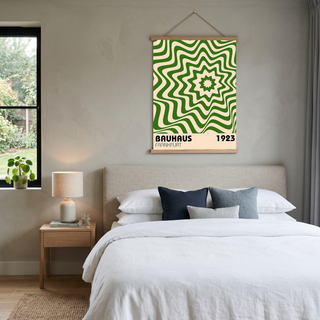 Bauhaus Frankfurt 1923 Poster - Green Geometric Wavy Star Print