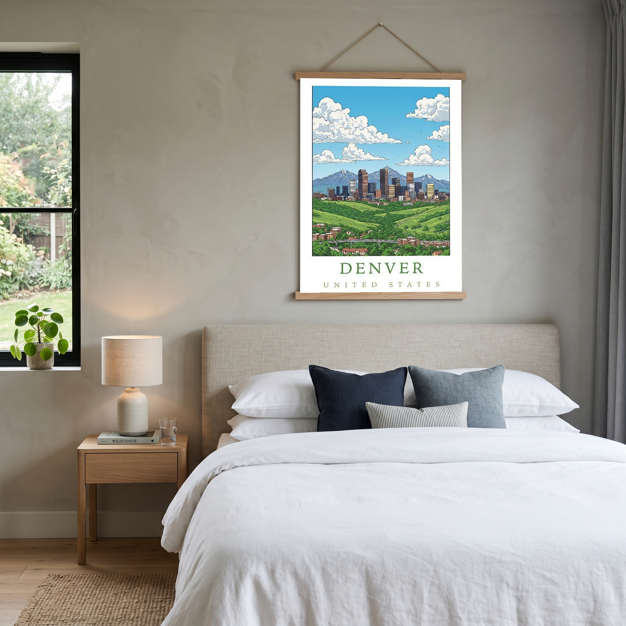 Denver Colorado Travel Poster — Rocky Mountains Mile-High Skyline Print