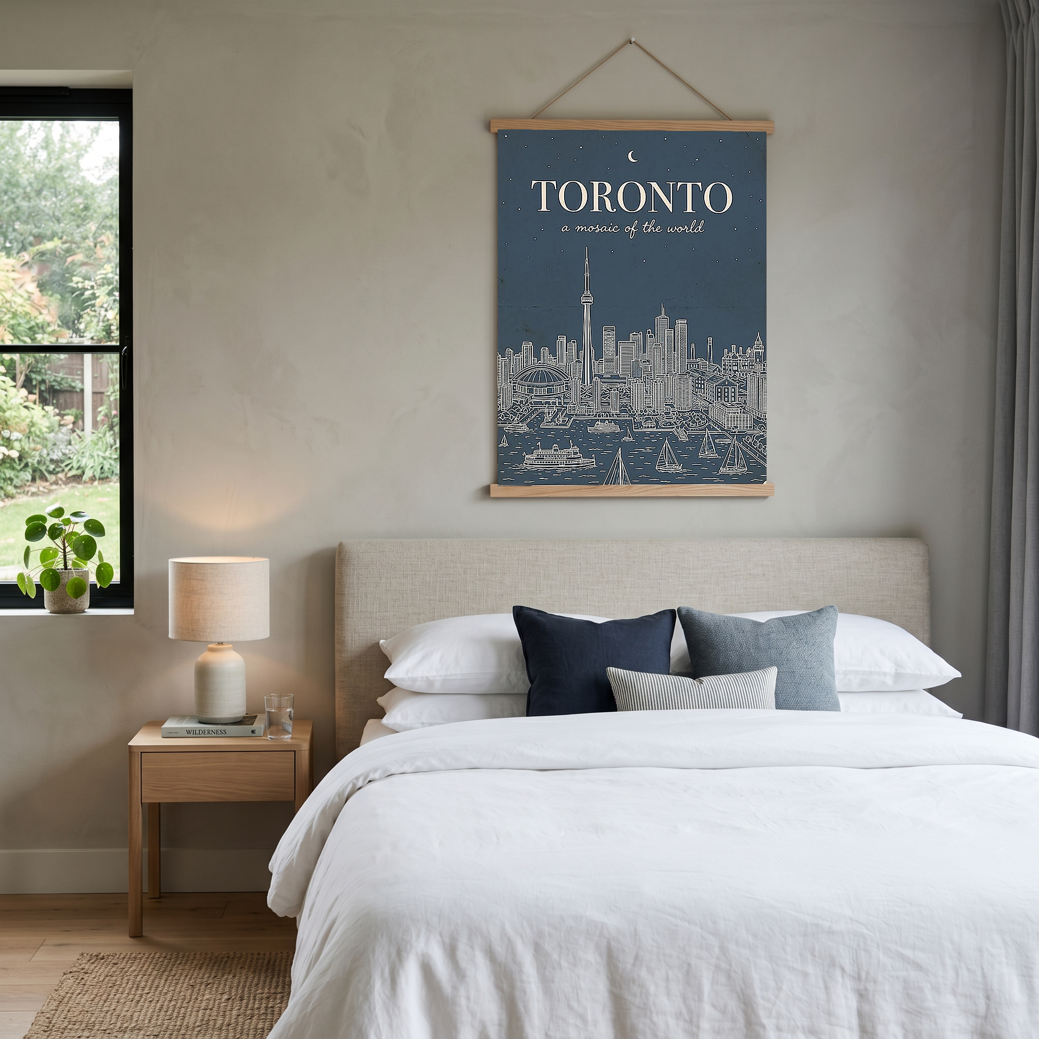 Toronto Line Art Print — Steel Navy CN Tower Skyline Harbourfront Wall Art