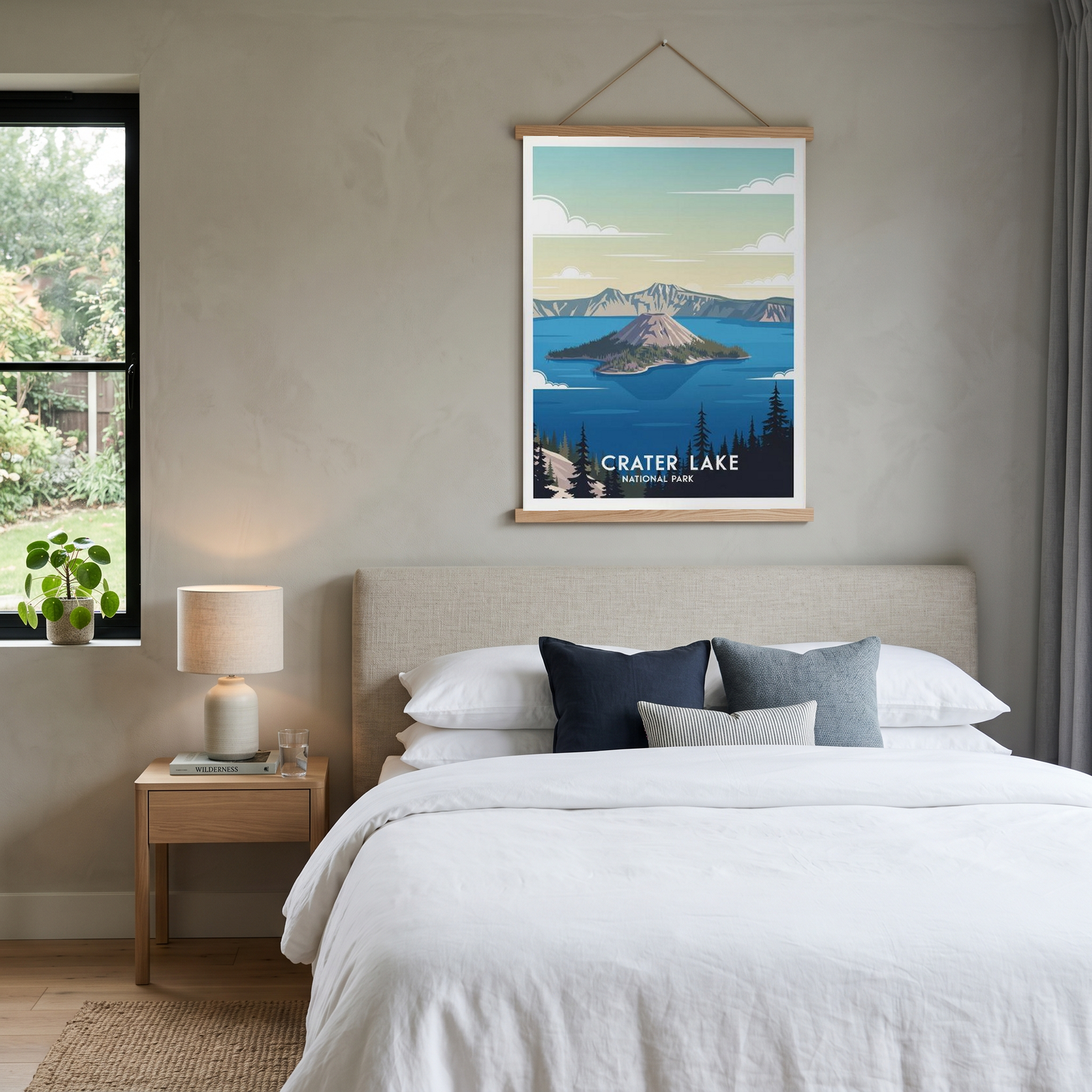 Crater Lake National Park Poster — Vintage Oregon Wizard Island Print