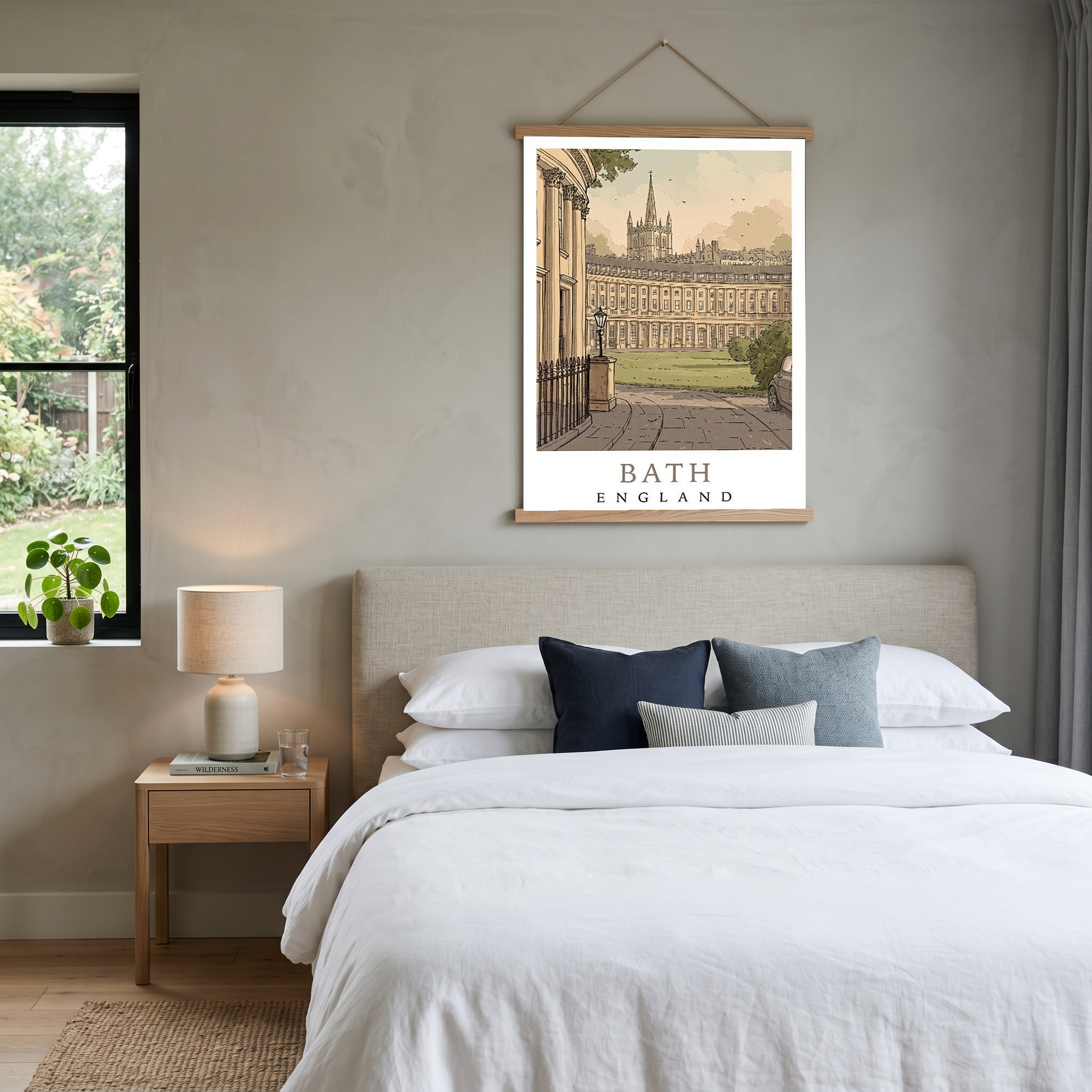Bath England Travel Poster — Royal Crescent Abbey Georgian Print