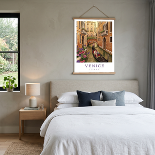 Venice Italy Travel Poster — Gondola Canal Romantic Wall Art Print
