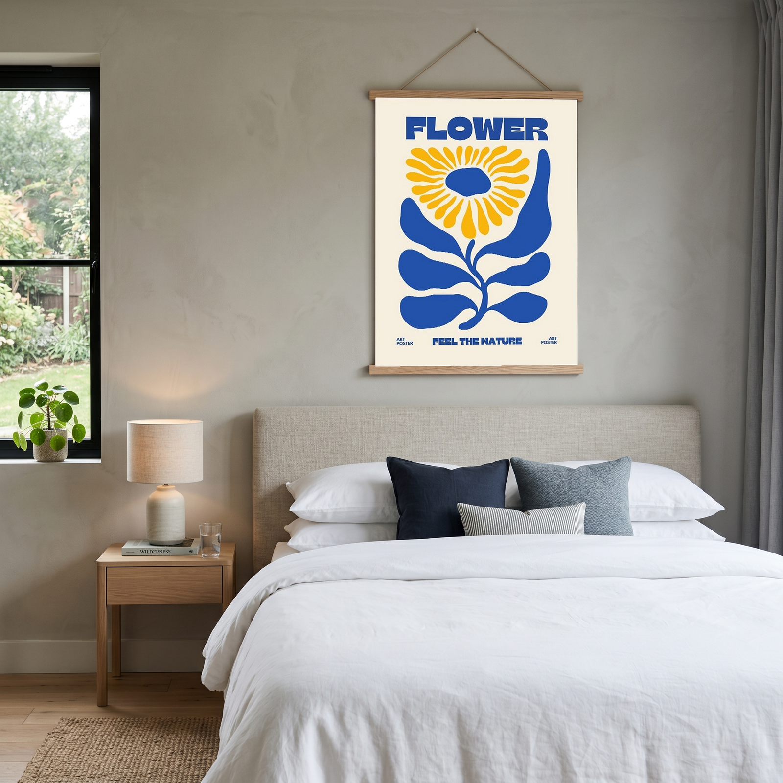 FLOWER Feel the Nature Poster — Mid-Century Botanical Cut-Out Print