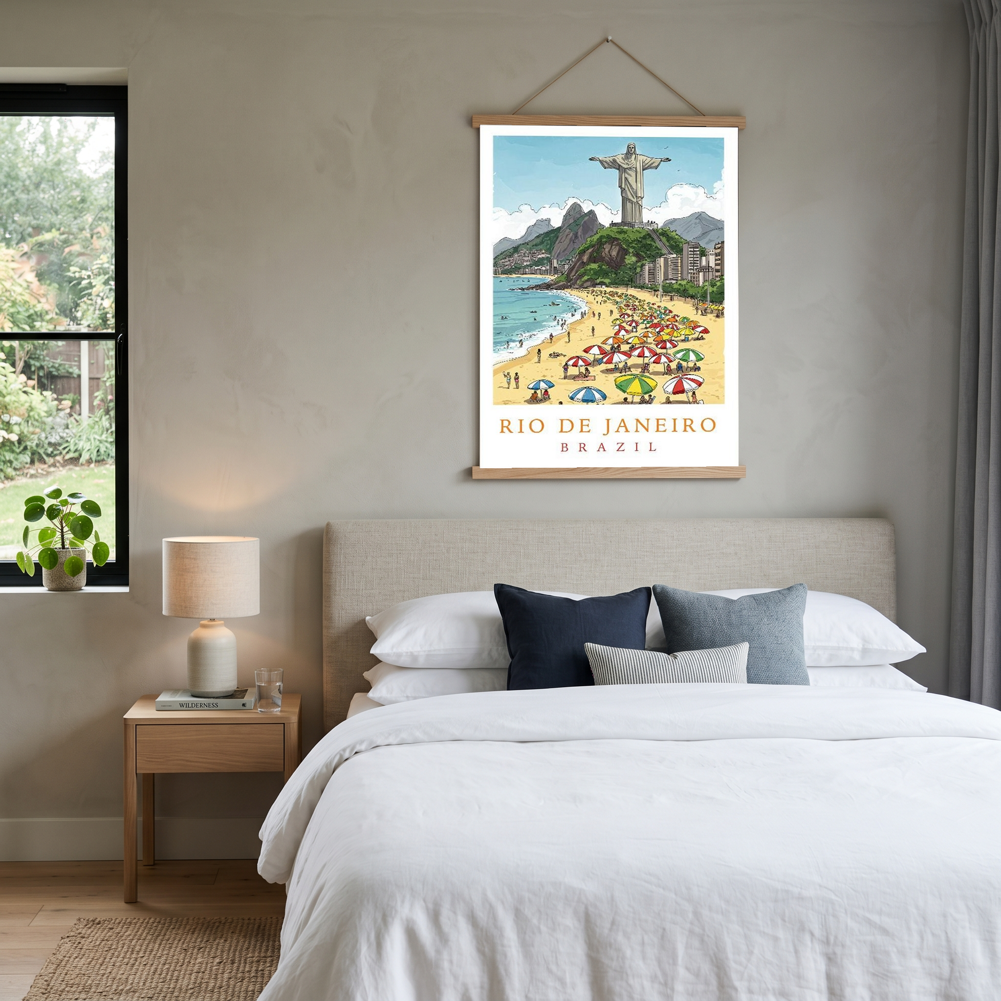 Rio de Janeiro Brazil Travel Poster — Christ Redeemer Copacabana Print