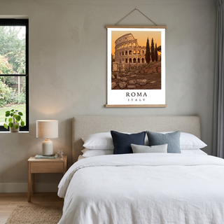 Rome Italy Travel Poster — Colosseum Ancient Ruins Cypress Print